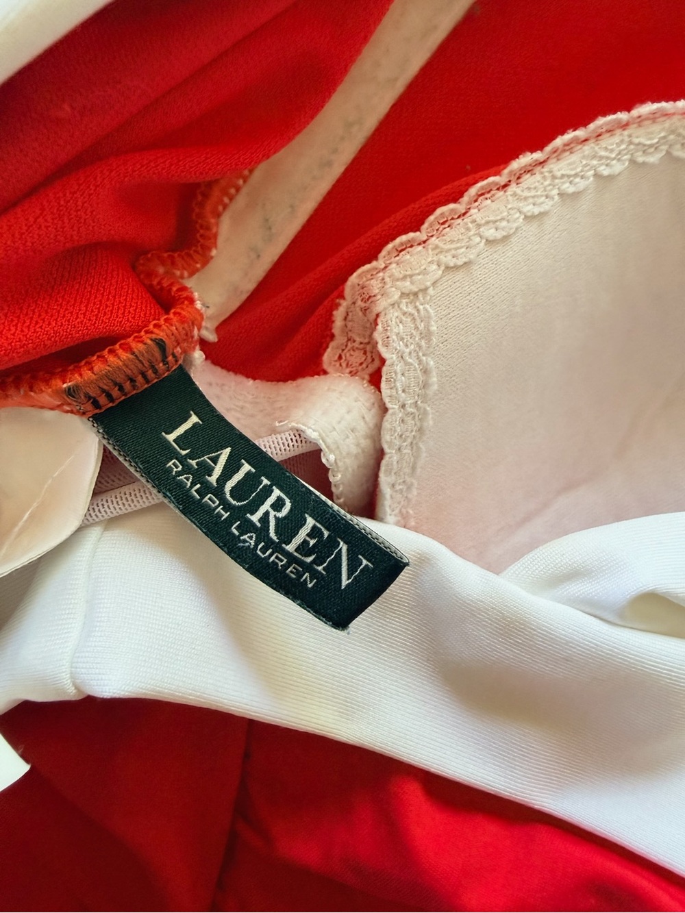 LAUREN Ralph Lauren Red & White Halter One-Piece Swimsuit Size 8 🌊✨ - Picture 5 of 6